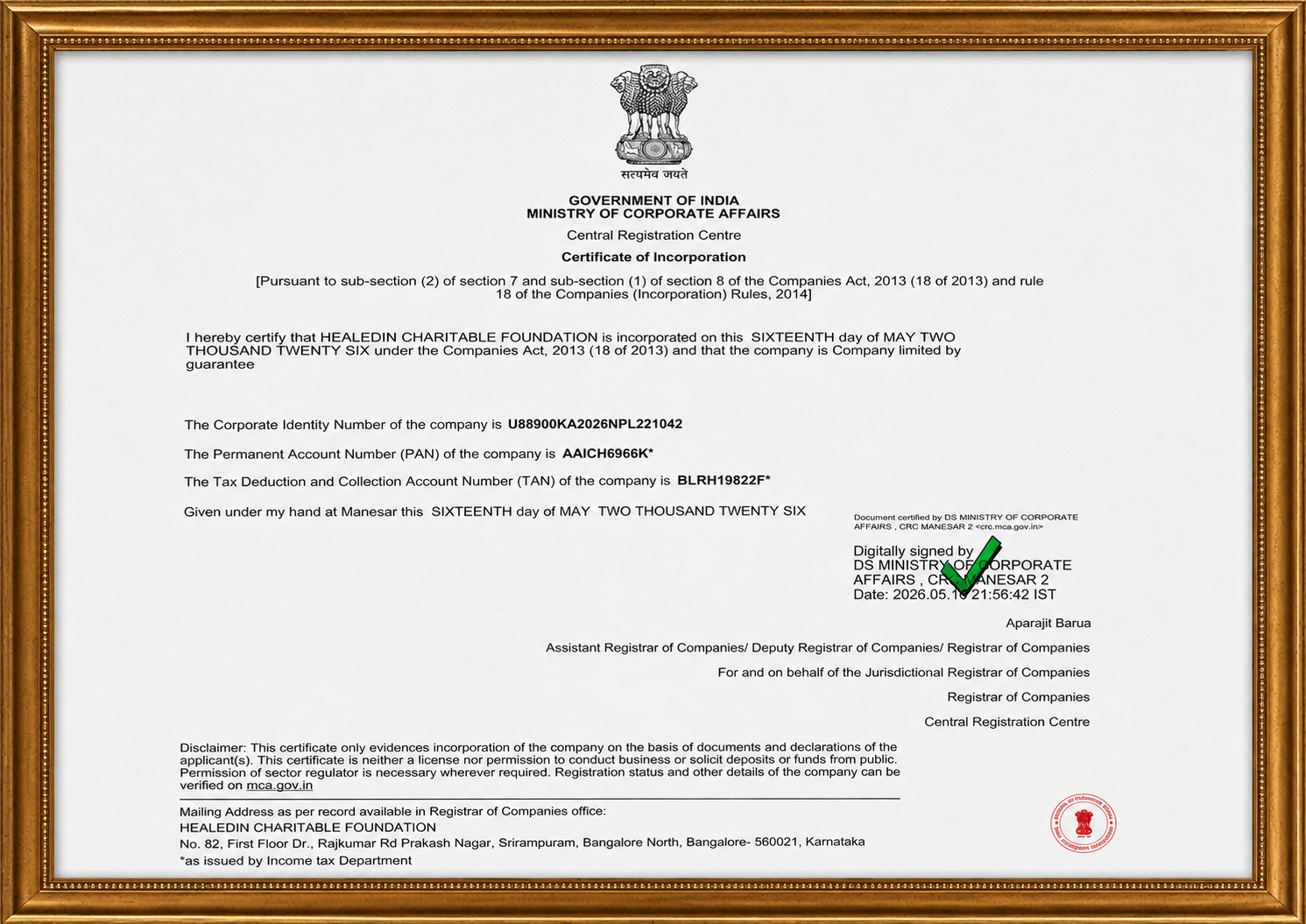Certificate of Incorporation